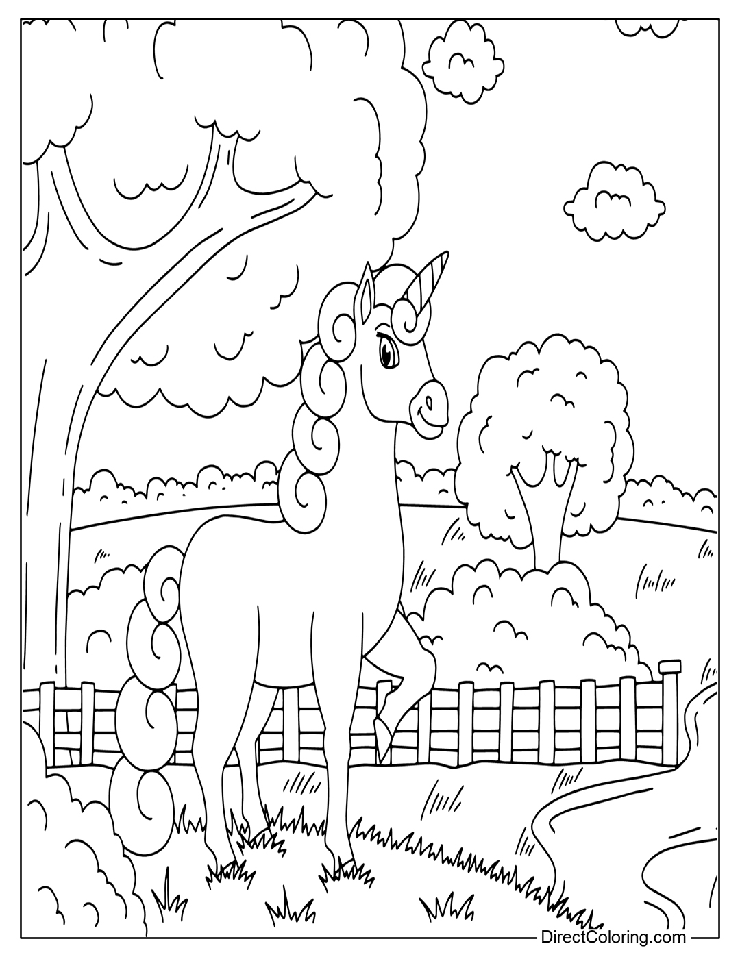 Unicorn Coloring Page to Print